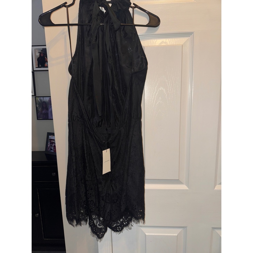 LOVER the Label Black Lace Romper Halter Neck Tie‎ Sleeveless Size 14/10 - Picture 6 of 16